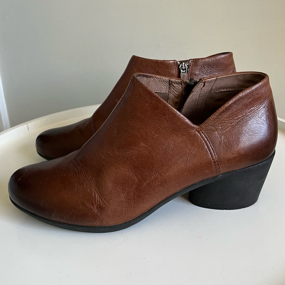 Dansko Raina Brown Leather Block Heel Bootie EU 41/US 10.5-11